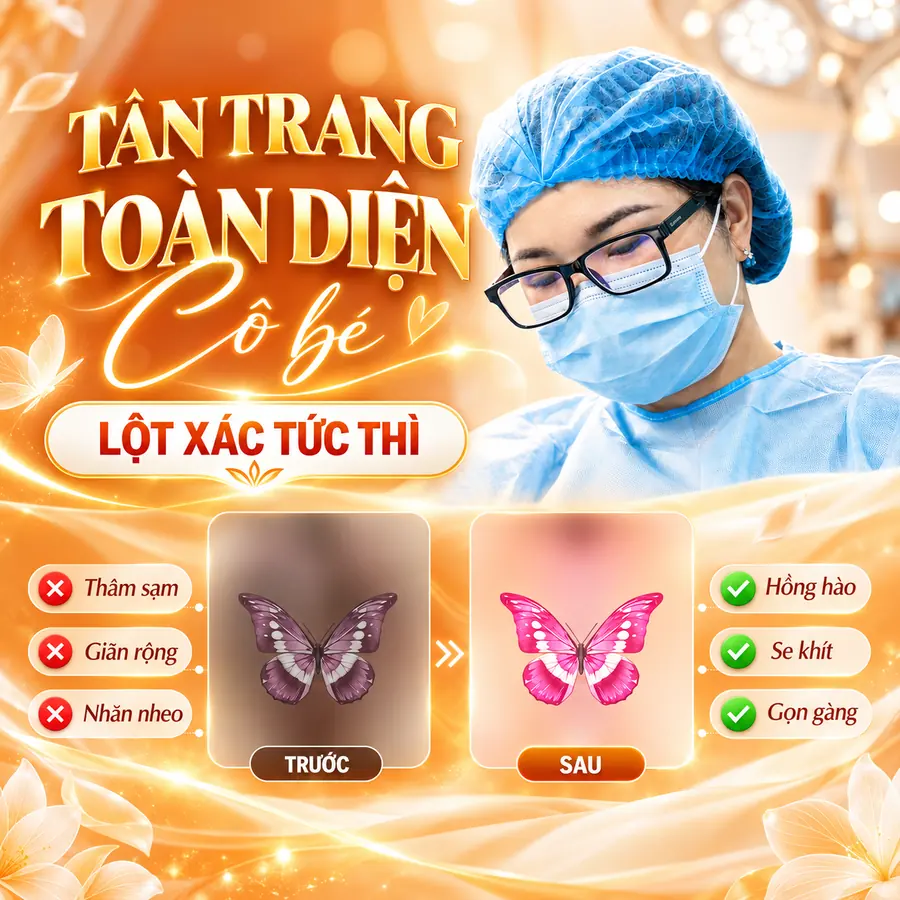Minh họa tân trang thẩm mỹ vùng kín toàn diện